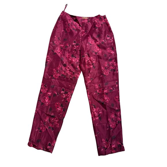 Womens Vtg Finity Naturals 100% Silk Pants Sz 6 Asian Floral feminine zip Y2K - Picture 13 of 16